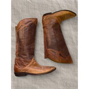 Vintage Western Festival Fairy Desert Leather Brown Cowboy Cowgirl Boots